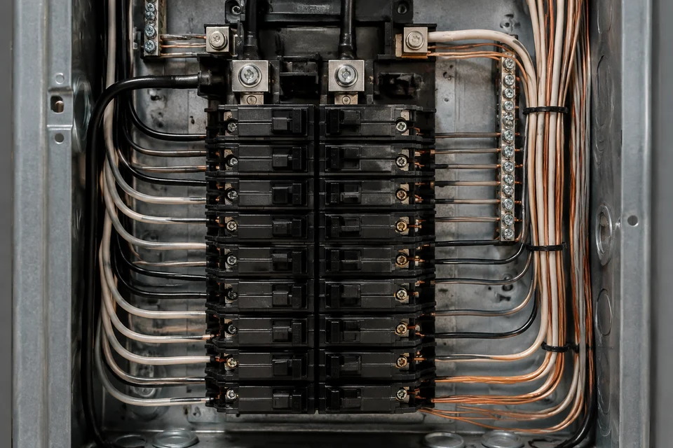 Illustrative close-up of an electrical distribution panel